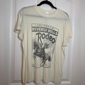 NWT Re/Done Womens Vintage StyleCream Beverly Hills Rodeo T-Shirt size M